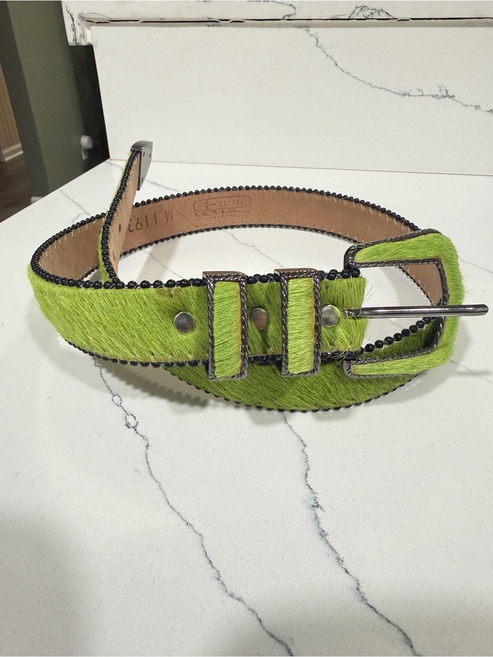 NWOT Vintage B.B. Simon hair on hide belt
